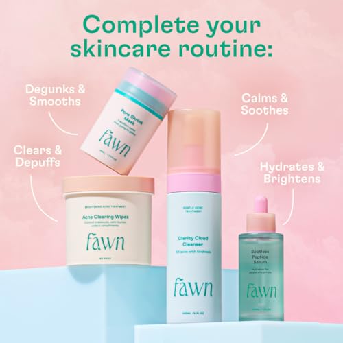 Fawn Spotless Peptide Serum, Facial Treatment with Hyaluronic Acid and Niacinamide For Teen and Young Skin, Derm-formulated and Vegan, 1 Fl Oz
