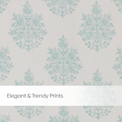 Image of haus & kinder Digital Printed Cotton Window Curtain 5 Feet Long Pack of 2 Window Curtains, 5 Feet Curtain for Window (Ciel Botanique, Blue 130x152 CM)