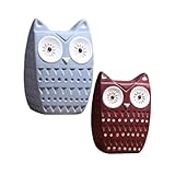 ELAYARD 2 Piezas Figuras de Búho de Hechas Mano Decoración para Hogar de Rojo y Azul Pequeño y Grande para Escritorio y Sala de Estar