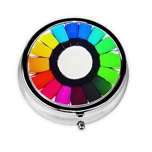 Cute 3-Compartments Round Pill Box Colored Crayon Circles Small Pill Case Portable Medicine Dispenser,for Pocket Purse