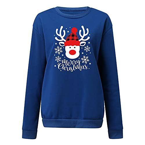 Amikadom Moletom feminino outono inverno gola redonda casual feriado natal manga longa gráfico molet