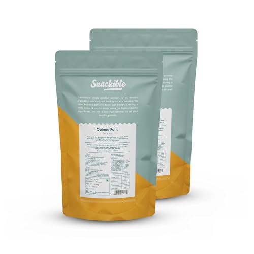 Image of Snackible Sriracha Quinoa Puffs (Pack of 2) - 2x100gm | Healthy Snack | Superfood Snack | Roasted | No MSG | No Palm Oil | Savoury Snack | Made with Quinoa, Jowar & Oats