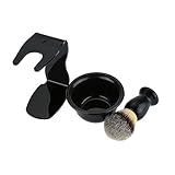 Anself 3 In 1 Shaving Brush Set Cleaning Tool Shaving Frame Base + Soap Bowl + Bristle Hair Shaving Brush
