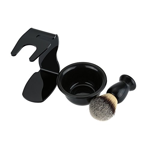Anself 3 In 1 Shaving Brush Set Cleaning Tool Shaving Frame Base + Soap Bowl + Bristle Hair Shaving Brush