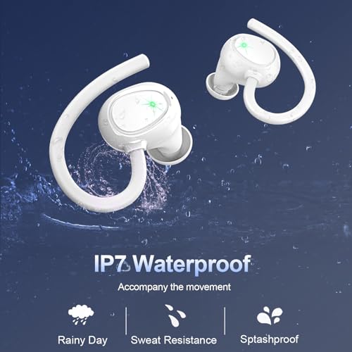 Lrecat Wireless Earbud Sport, Wireless Headphones Over Ear Dual LED Display, Bluetooth 5.3 in Ear Wireles Earphones Sports with IP7 Waterproof, Bass Over Ear Bud with Earhook for Gym/Workout/Running