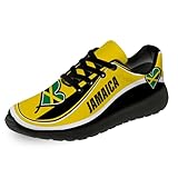Jamaica Flag Shoes for Women Men Tennis Walking Shoes Lightweight Jamaican Sneakers Gifts for Mom Girlfriend Boyfriend Size 11 Men,13 Women Black