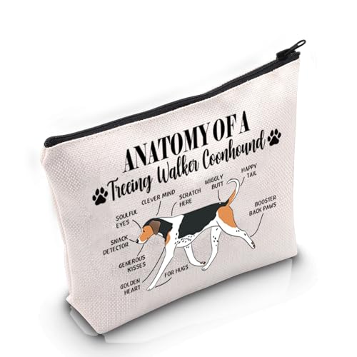 VAMSII Treeing Walker Coonhound Lover Gift Anatomy Of A Treeing Walker Coonhound Makeup Bag Treeing Walker Coonhound Mom Cosmetic Bag (Treeing Walker Coonhound M)