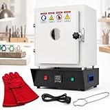 menglanchang Muffelofen 1750W 1150°C Elektrischer Brennofen mit Sichtfenster/Intelligentes Digitaldisplay/Dreiseitige Heizung für Schmuckherstellung, Wachsausschmelzverfahren,Keramik Dentaltechnik