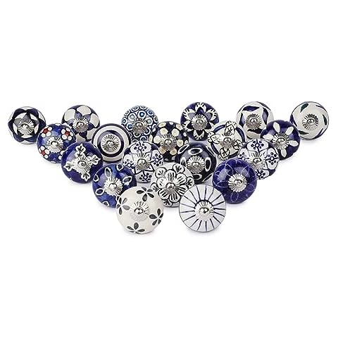 Ajuny Blue and White Ceramic Knobs Set Cover