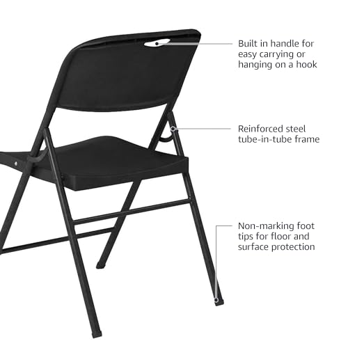 Amazon Basics Sturdy Foldable Plastic Chair, Portable, 350-Pound Capacity, Black, 6-Pack - Image 6