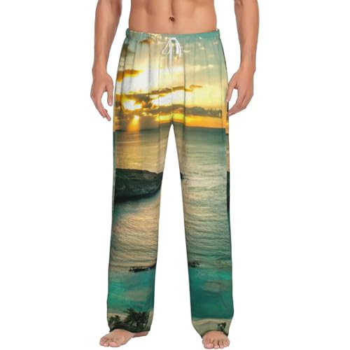 Pantalon de pyjama a imprime hawaien pour homme en flanelle douce et decontracte