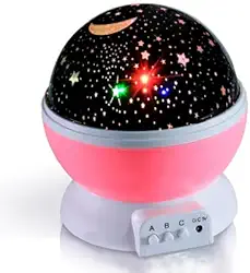 Luminária Projetor Estrela 360° Star Night Light LED Rotativo Colorido - Céu Estrelado, Lua e Galáxia para Quarto Infantil, Ambiente Relaxante e Decoração (Rosa)