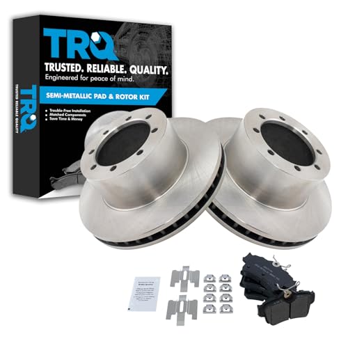 Image of TRQ Rear Brake Pad and Rotor Set Semi Metallic Vented Rotors Compatible with 1994-2004 Ford Mustang