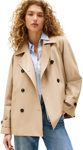 Tommy Hilfiger Women’s Short Cotton Trench Coat, Beige (Beige), 16