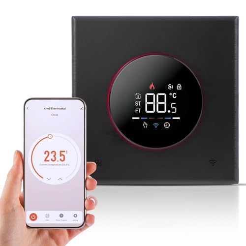 YIWEOG Smart tat for House Water Electric Heating Water Gas Boiler WiFi AC tat with APP/Voice Control VA Digital Touch Sn Colorful Light and Adjustable Knob 5+1+1 Weekly Programming Mode