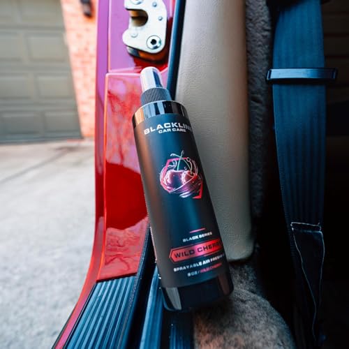 Image of Blackline Car Care - Wild Cherry Car Air Freshener Spray, Premium Odor Eliminator for Cars, Trucks, RVs, SUV, or Home Use - 8 fl OZ - Air Freshener - Wild Cherry Spray