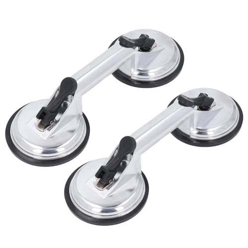Double Handle Suction Cups, 2pcs Glass Lifter Aluminum Alloy Window Tiles Mirror and Floor Fixer for Lifting Dent Puller