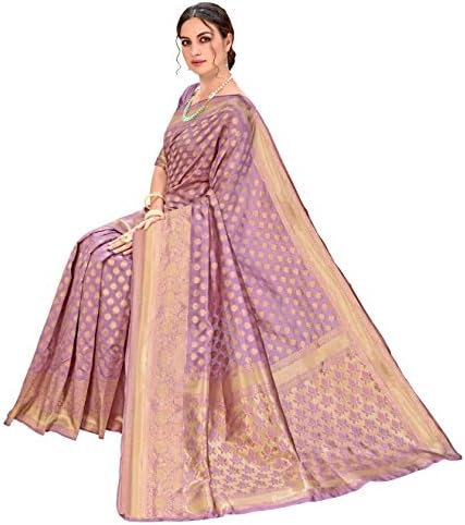 Glory Sarees Women's Woven Pure Soft Kanjivaram Silk Saree Banarasi Style With Blouse Piece for Wedding