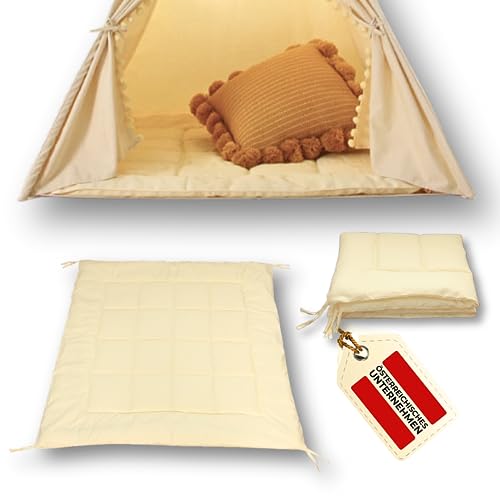 LIONHERZ® Tipi-Matte mit Bänder 120x120cm | gepolsterte Bodendecke für Spielzelt/Spielhaus |...