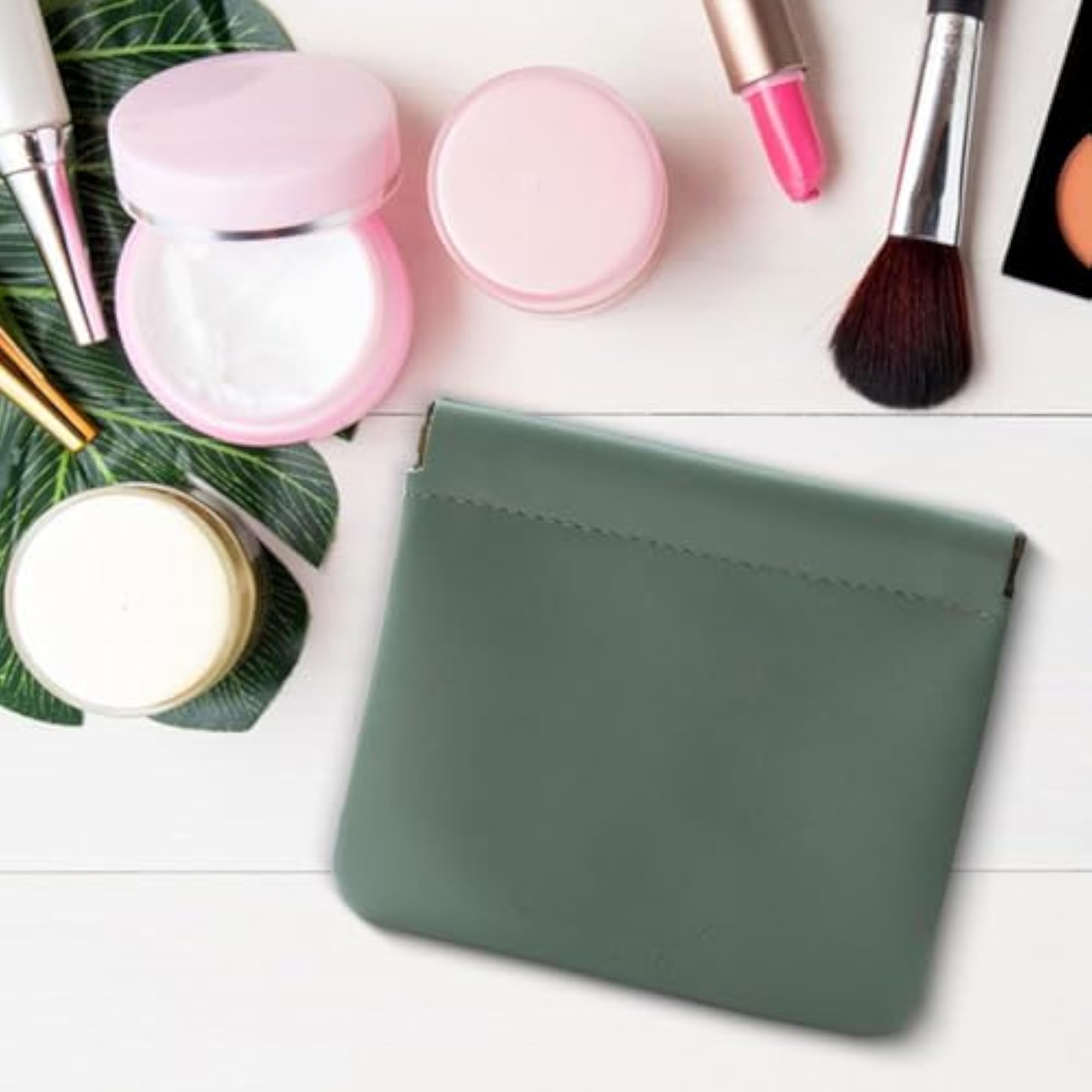 Pocket Cosmetic Bag Self Closing Wallet, Multifunctional Makeup Pouch