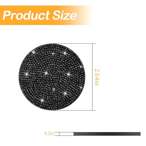 Image of Osilly Bling Car Cup Holder Coaster, Crystal Rhinestone Anti-Slip Insert Coasters, Universal 2.75 Inch Fashion Automotive Cup Mat, Car Interior Accessories Decor Gifts for Women (Black, 4PCS)