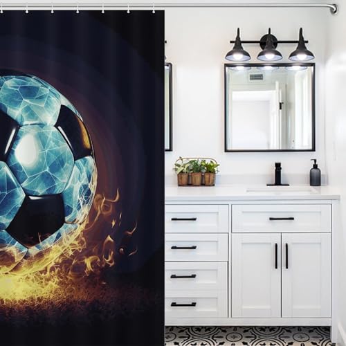 Rideau de douche anti éclaboussures en polyester robuste imprimé football