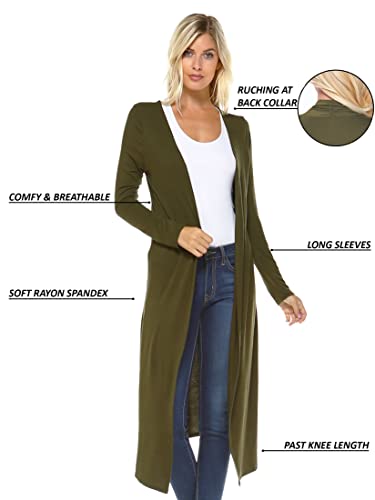 Isaac Liev Women’s Maxi Cardigan – Long Sleeve Open Front Flowy Draped Casual Soft Lightweight Sweater Duster Made In Usa 0008 Red 2Xl #TOP4