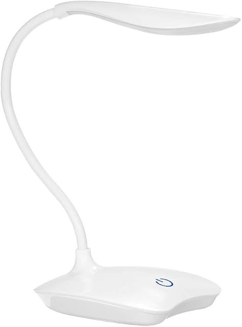 Irfora LED Desk Lamp, LED Desk Lamp with USB Port 3 Dimmable Brightness Touch Control Ultralight White Rechargeable Eye-Caring Table Light with 360° Rotatable Head Flexible Hose for Studying Reading