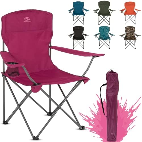 HiGHLANDER Folding Garden Camping Chair - Lightweight 2.2kg - Durable Steel Frame Holding x45 Times it's Mass! Enjoy Foldable Camp Chairs while Enjoying The Healthy Outdoors