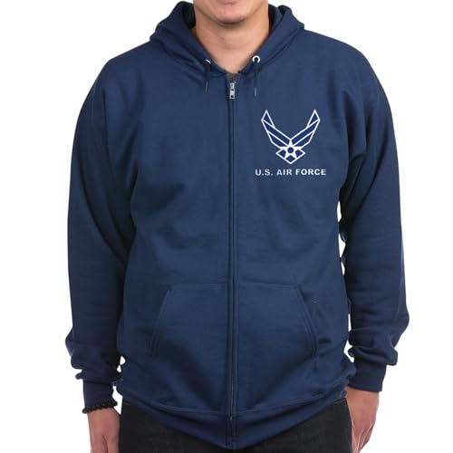 CafePress U.S. Air Force Zip Hoodie (Dark) Men's Dark Zip-Up Hoodie Sweatshirt Navy