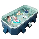 Foldable Non-Inflatable Swimming Pool, Rectangular Above Ground Swimming Pool for Kid Adult Outdoor, Hard Plastic Shell, Kid Pool for Backyard Pools (118.11'' x 64.96'' x 21.65'')
