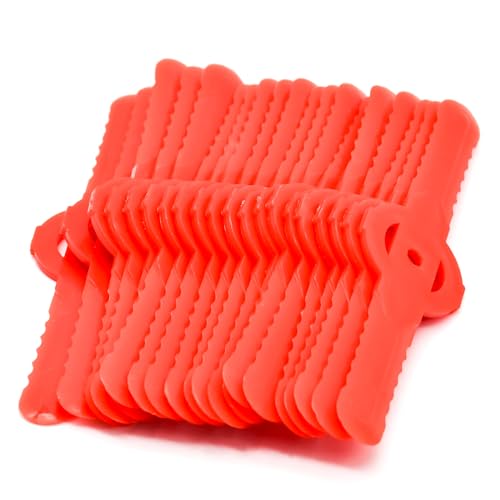 Skyzone 20 PCS Plastic Grass Strimmer Blades, 139mm Lawn Mower Blades Garden Mower Replacement Cordless Strimmer Cutting Blades (Red)