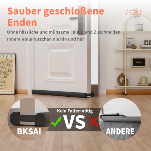 BKSAI Zugluftstopper für Türen Rückstandlos Türdichtung Haustür 60-110CM Windstopper Kälteschutz Schallschutz Unten Türbodendichtung Luftzugstopper gegen Zugluft, Schall & Insekten Waschbar