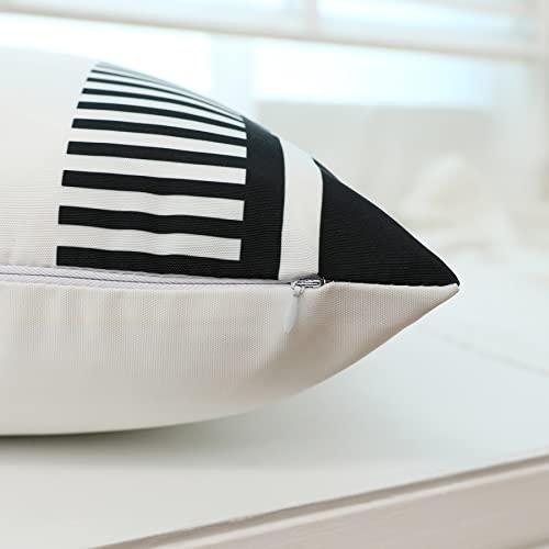 Homefeelzydys Throw Pillow Covers 18X18 Inch Set Of 2, Paneled Faux Leather Accent Throw Pillow Cover 45X45 Cm, Modern Country Farmhouse Style Pillowcase For Bedroom Living Room Sofa Black Pillows #TOP4