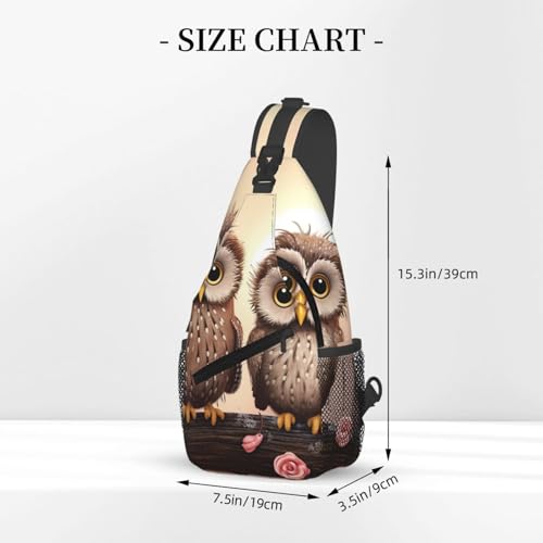 Cute Owls bolso cruzado para pecho negro para hombre y mujer miniatura 3