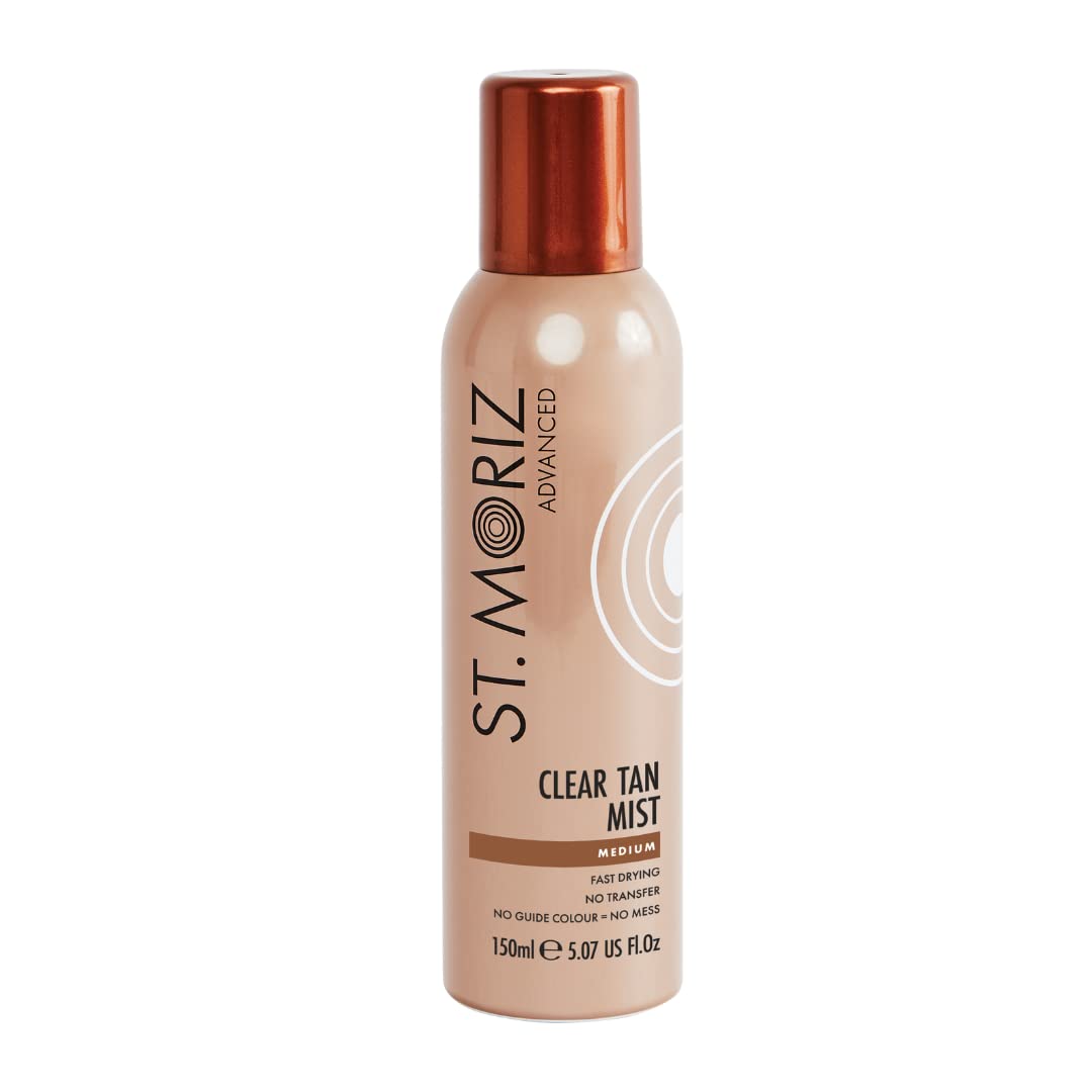 St Moriz Advanced Clear Tanning Mist in Medium - Sunless Clear Self Tanner Spray, Body Tanner Mist for Streak Free Bronzed Glow - No Mess or Transfer - Dermatologically Tested (5.07 fl oz)