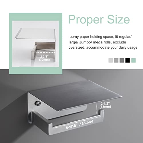 Toilet Paper Holder With Phone Shelf Brushed Nickel, Aplusee Bathroom Accessories Sus 304 Stainless Steel Tissue Roll Dispenser Storage Wall Mounted #TOP3