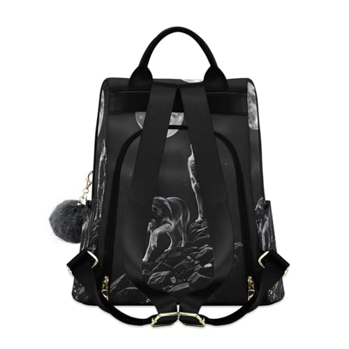 Image of ALAZA Wolf Animal Print Moon Backpack Purse for Women Anti Theft Fashion Back Pack Shoulder Bag