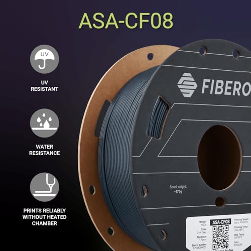 Image of Polymaker Fiberon ASA-CF08 Dark Grey Carbon Fiber 3D Printing Filament 1.75mm 0.5KG, UV & Weather Resistant, High Rigidity, Heat Resistant, Easy to Print, Functional Parts & Prototypes