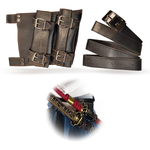BLACKSMITH WORKS Katana con cinturón resistente para un transporte cómodo - Accesorio perfecto, cosplay y entusiastas del samurai - Accesorio para los fans de samurai (negro, 2 espadas, el mismo