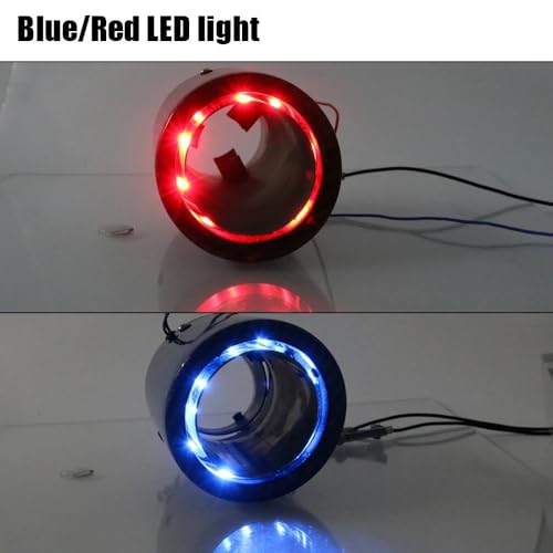 Silenciador trasero de tubo escape coche luminoso LED azul y fibra carbono universal 63-65mm 4