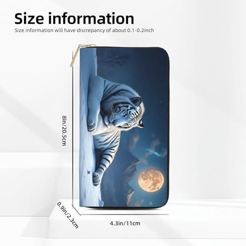 Wallet Women - Elegant White Tiger-A Print Leather Wallet for Women with Zipper, Cute Bifold Long Ladies Wallets2