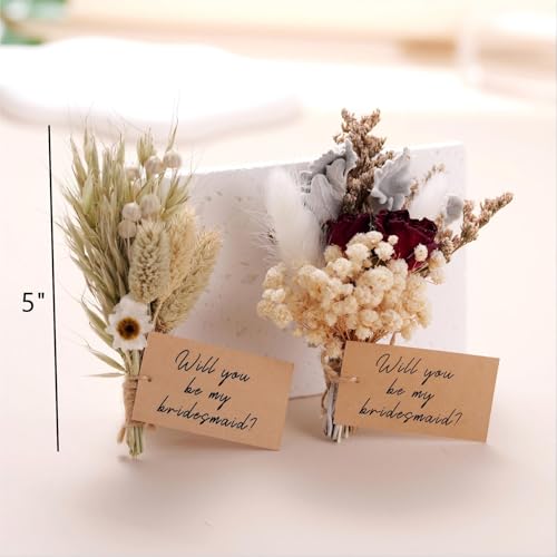 Ramo mini de flores secas natural para propuesta de dama de honor miniatura 7