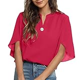 Eigenschaften: Klassisches Damen-Sommer-Top, V-Ausschnitt, lockere Chiffon-Bluse, Rüschen, geteilt, lässiges Hemd, lange Ärmel, durchscheinende Button-Down-Sommer-Tops, elegante Chiffonblusen, Damen-Sommer-Top, elegante Sommer-Top, Damen-Arbeits-Chiffon-Hemd, Business-Pullover, Kleid, Tops, Damen, Sommer, Chiffon-Blusen, V-Ausschnitt, bedruckt, übergroßes Oberteil, Perlenkragen, Bluse, Chiffon-Bluse, Arbeit, Baggy, Button-Up-Shirts, Damen, lässige Arbeit, elegante Oberteile für die Arbeit, Leinenbluse, Damen-Chiffon-Blusen