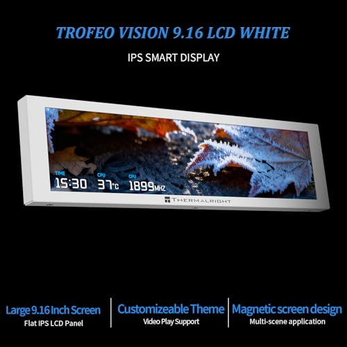 Image of Trofeo Vision 9.16 LCD White, 9.16-inch Full-Color LCD Magnetic Display Screen, 1920x480 Resolution, Easy to Install,Master CPU /GPU Temperature(White)