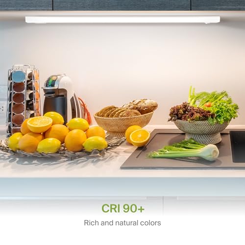 Image of ASD LED Under Cabinet Lighting Hardwired, 48 Inch 24W 2700K-5000K Selectable, 2087LM, CRI90+, Direct Wire Linkable Under Counter Lights for Kitchen, Dimmable Under Cabinet Lights, White, UL, 6 Pack