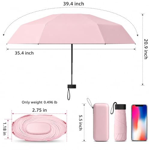 Image of Stylish UV Protection 3 Fold Umbrella for Men Women & Kids | Big Size Compact Travel Design with Windproof Frame and Carry Case