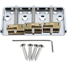 Chrome Vintage Short Fixed Bridge with Brass Compensated 3-Saddle Steel Baseplate 10.8mm Guitar Bridge Compatible with Vintage Fender Telecaster Tele Style Electric Guitar Replacement Parts