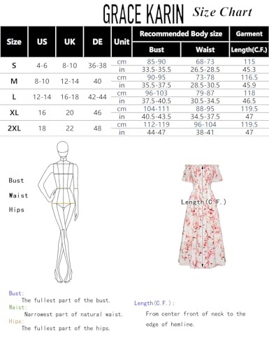 GRACE KARIN Women Summer Off-Shoulder Floral Maxi Dress Casual Short Sleeve A-Line Smocked Dress for Women UK White-Pink Flower M - Image 5