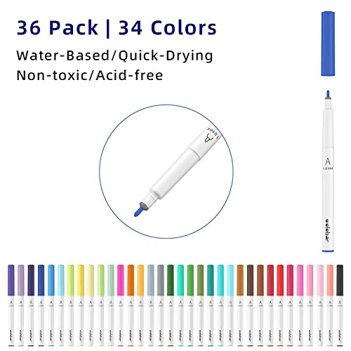 welebar 1.0 Tip Pen Set for Cricut Maker 3/Maker/Explore 3/Air 2/Air, Premium Marker Pen Set of 36 Pack Medium Point Pens for Drawing, Writing, Accessories for Cricut Machines - Thumbnail 3